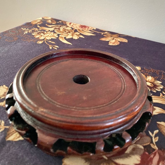 Chinese Rosewood carved lacquered footed wood lamp vase display base Vintage - Picture 8 of 8